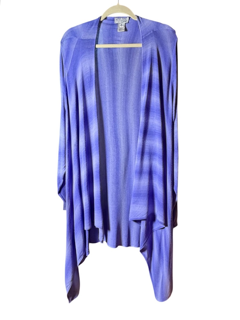 Attitudes By Renee Open Front Cascade Ombre Cardigan. Ombré Purple. Size 2X